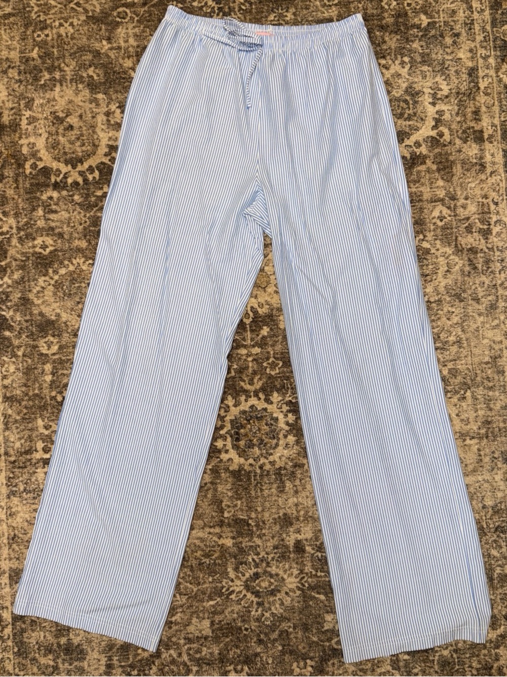 striped seersucker wide leg pants